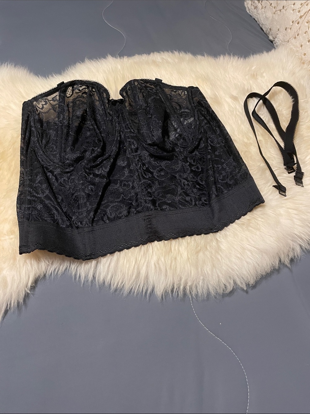Goddess Black Lace Bridal Longline Bandeau Bustier